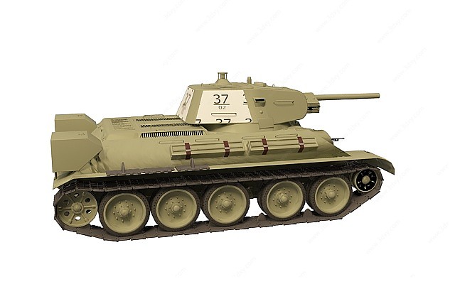 中式T-34-76中型坦克3D模型