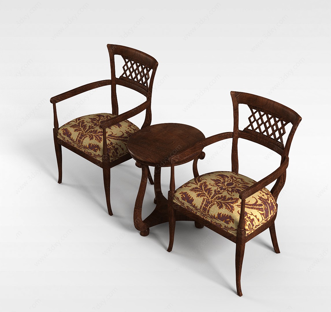 布艺桌椅组合3D模型