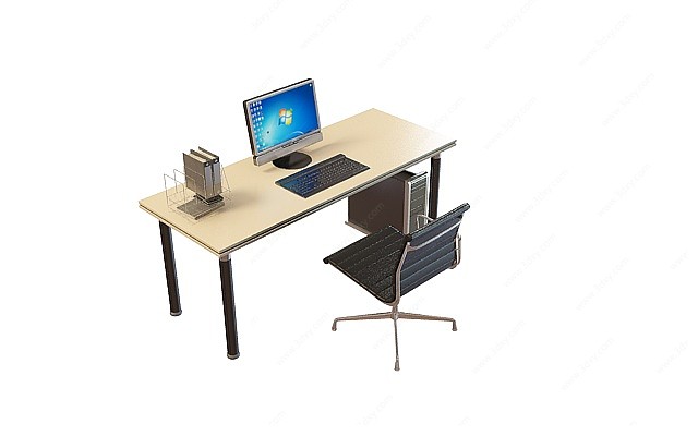 单人办公桌椅3D模型