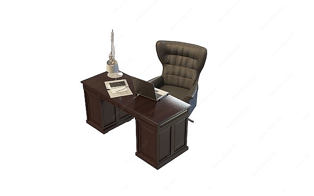 老板桌椅组合3D模型