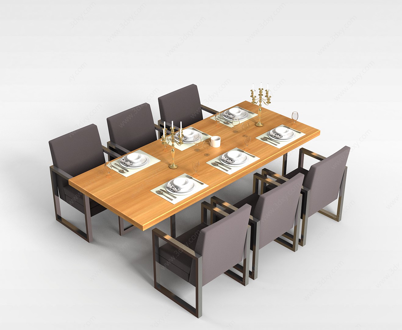 西餐厅桌椅组合3D模型
