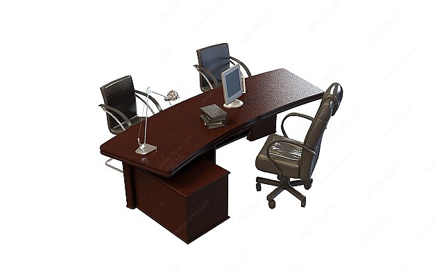 老板办公桌椅组合3D模型