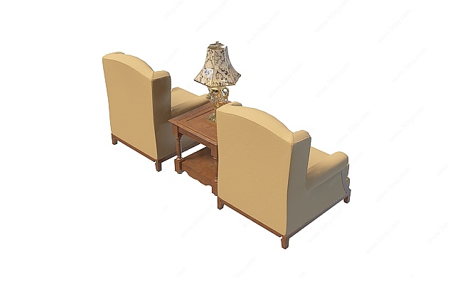 酒店桌椅组合3D模型