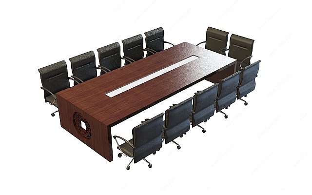 会议桌椅组合3D模型