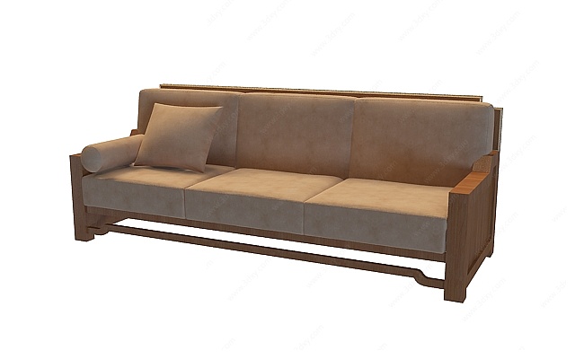 中式三人沙发3D模型