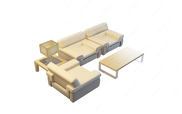 高档沙发茶几组合3D模型