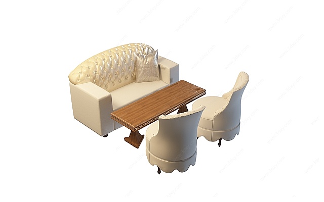 酒店沙发茶几组合3D模型