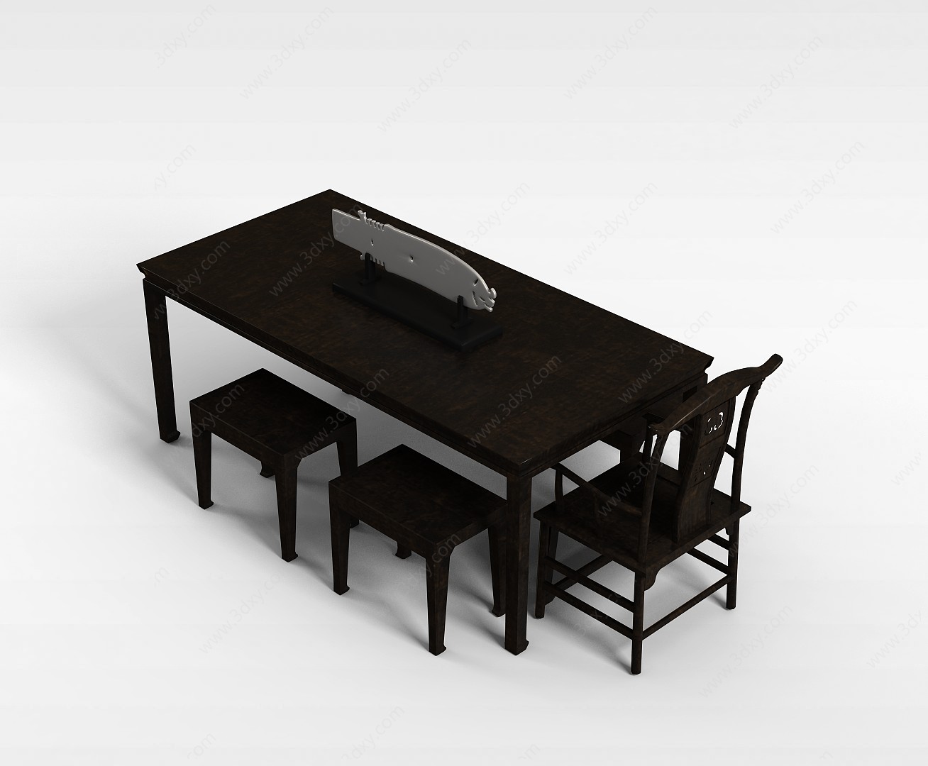 练字桌椅组合3D模型