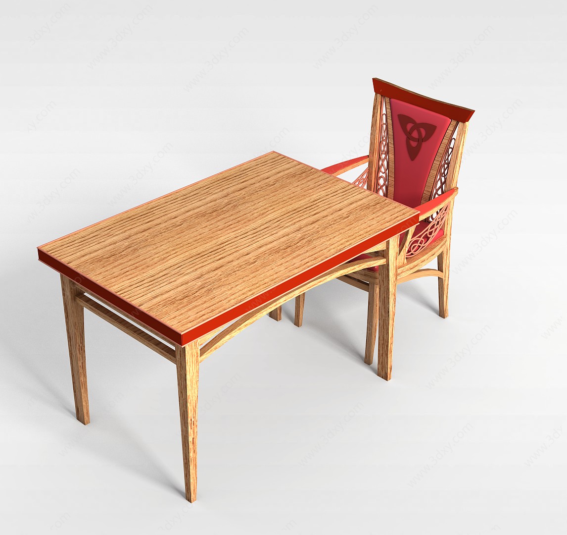 普通桌椅组合3D模型