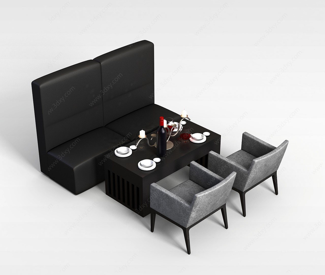 西餐厅桌椅3D模型