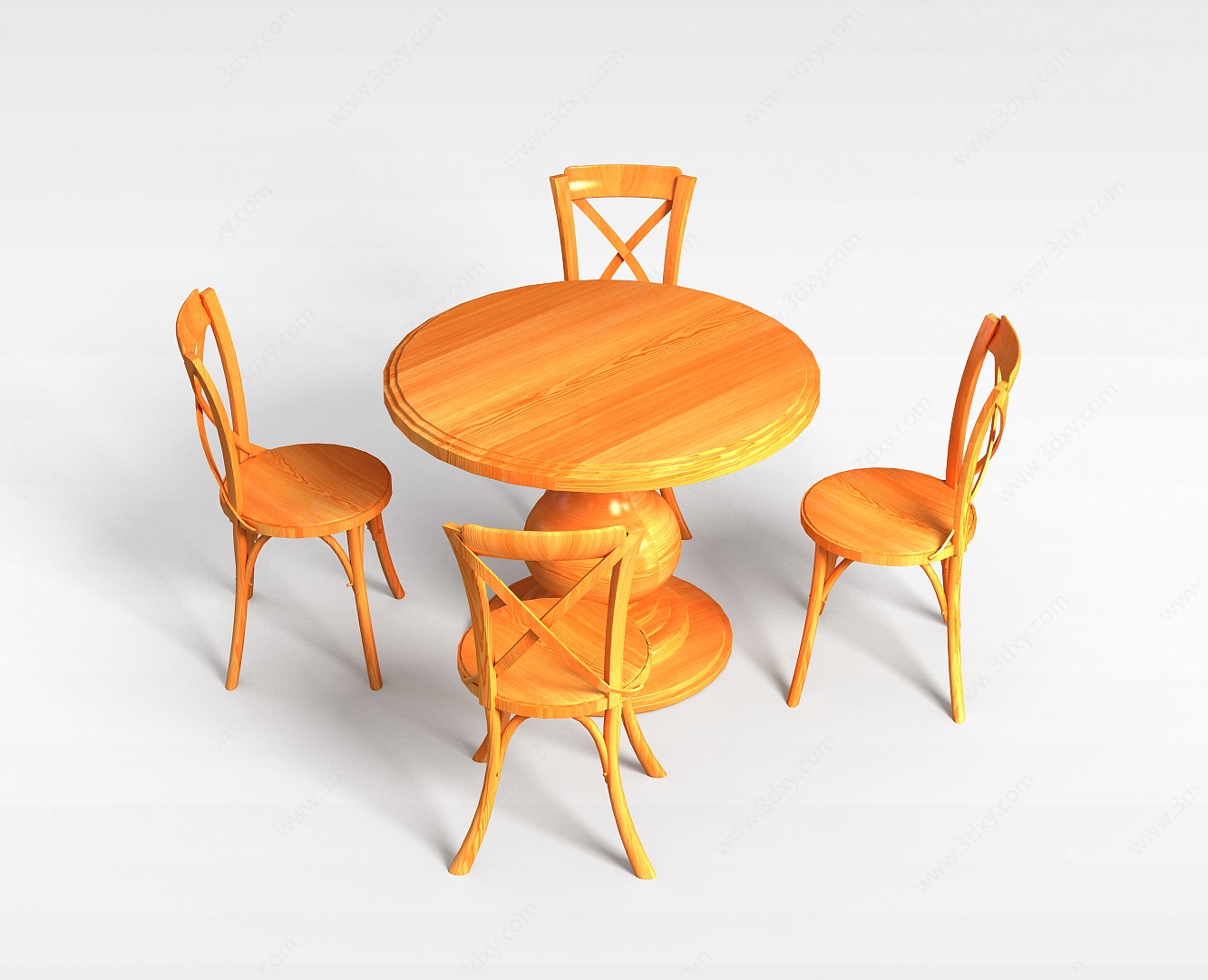 实木休闲桌椅3D模型