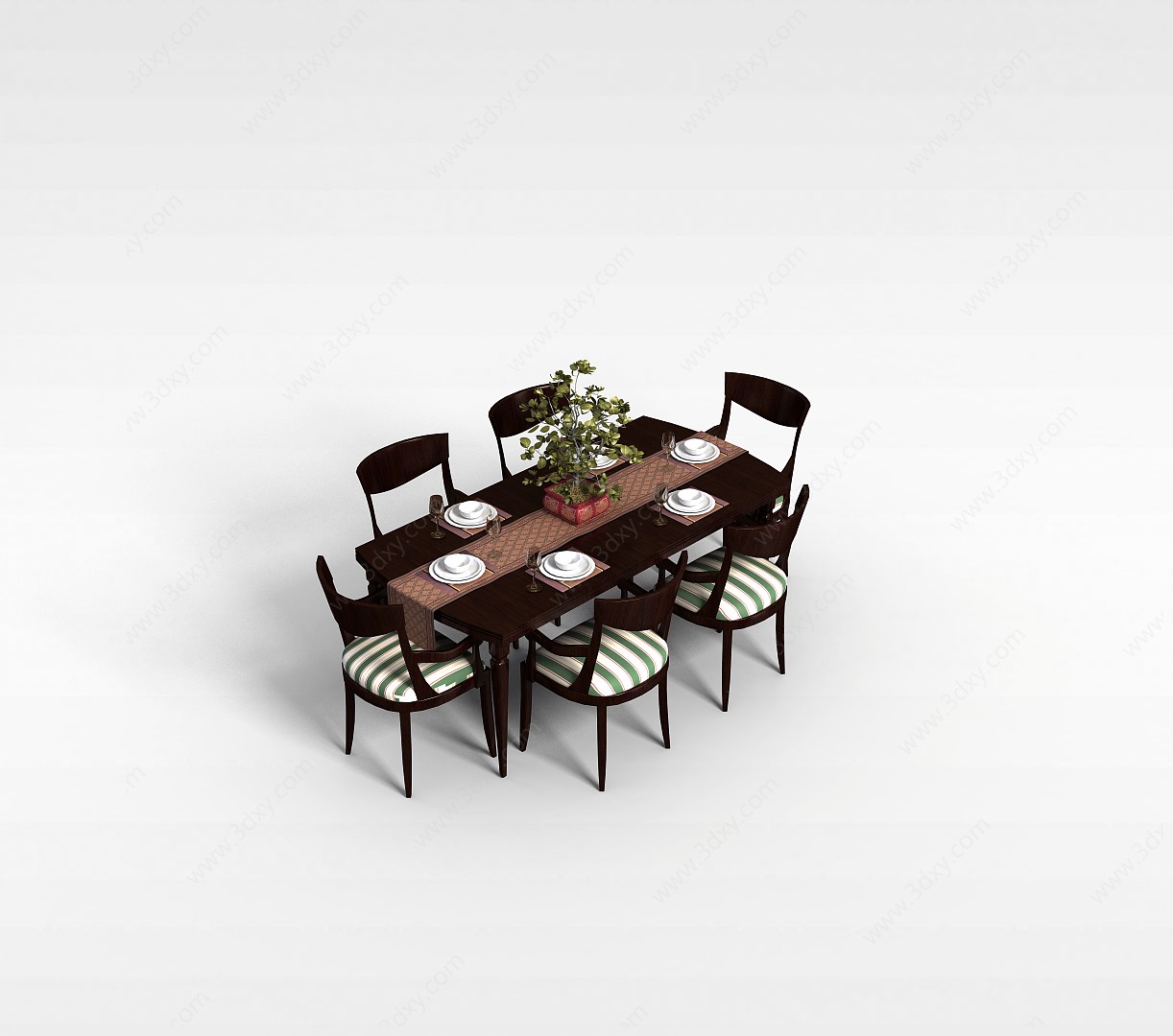 餐厅实木桌椅3D模型