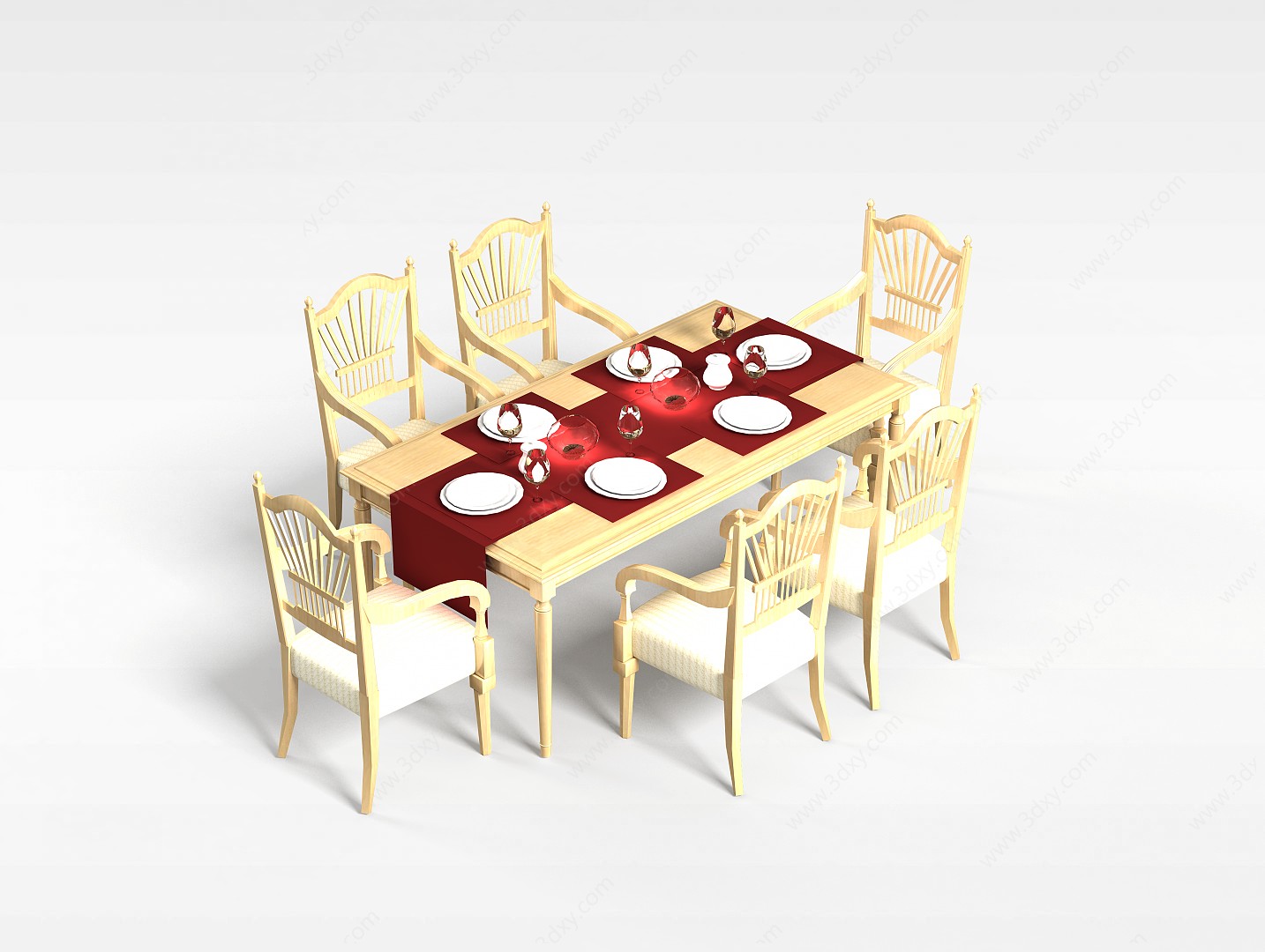 现代精品桌椅组合3D模型