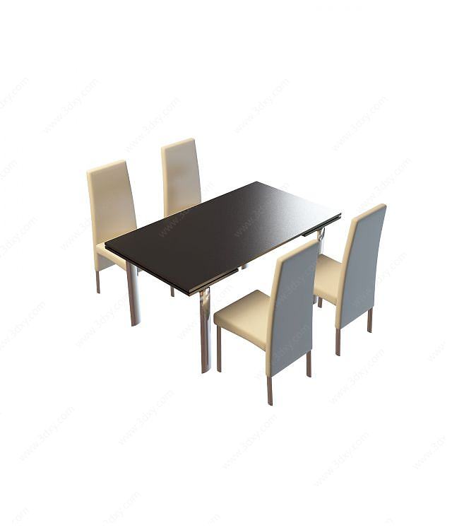 快餐桌椅组合3D模型
