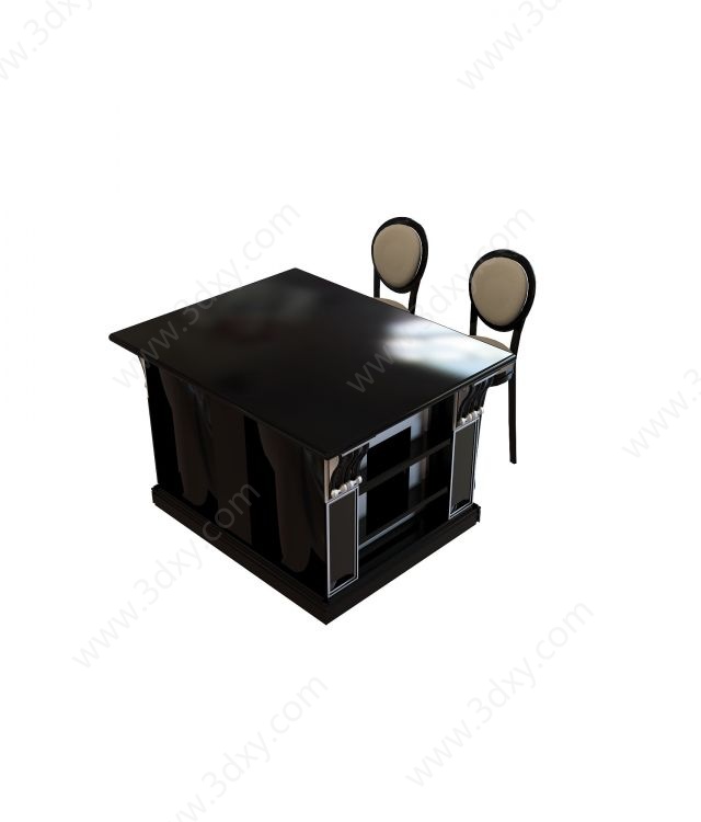 黑色桌椅组合3D模型