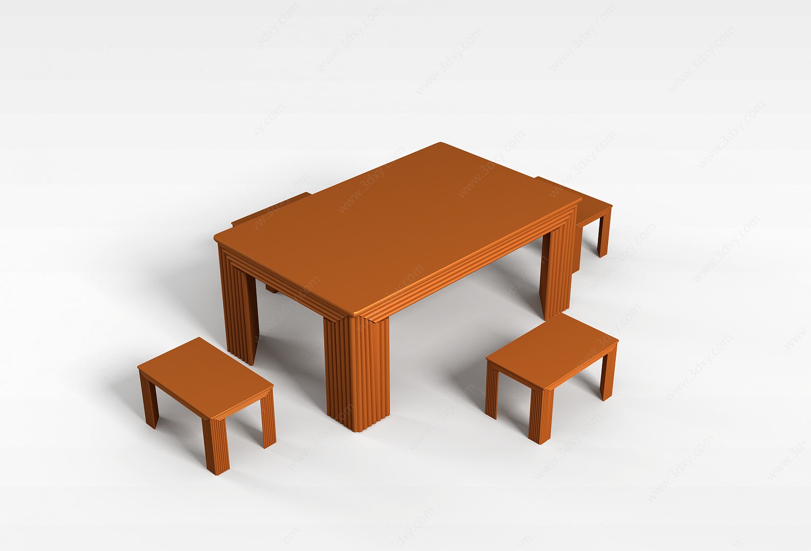 实木田园桌3D模型