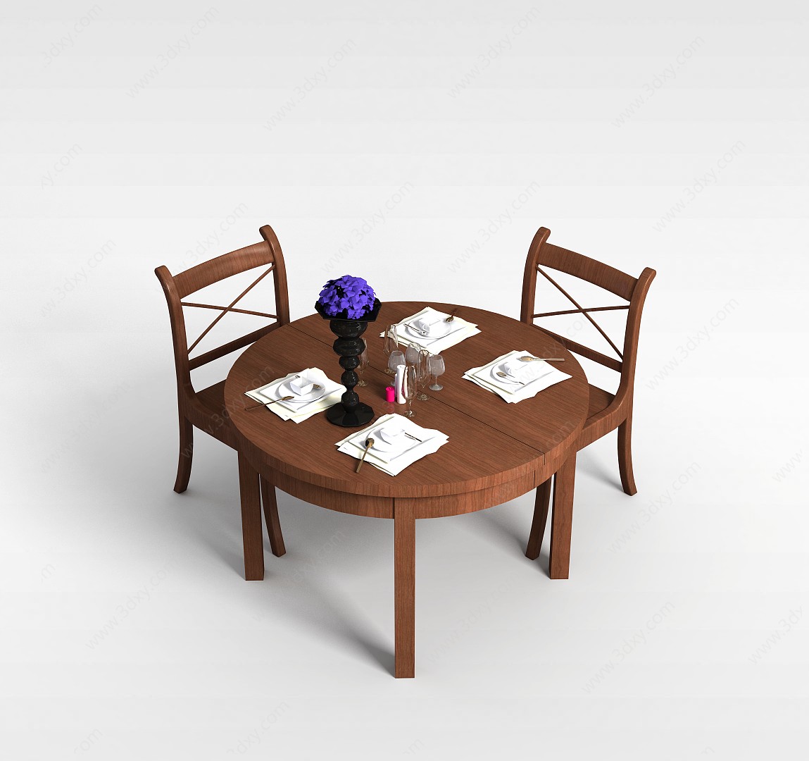 餐厅实木桌椅3D模型
