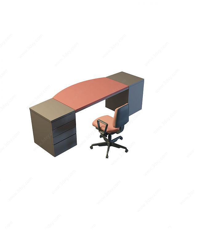 简易办公室桌椅3D模型