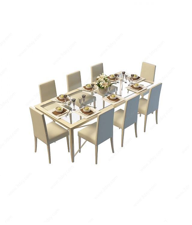高档餐桌椅3D模型