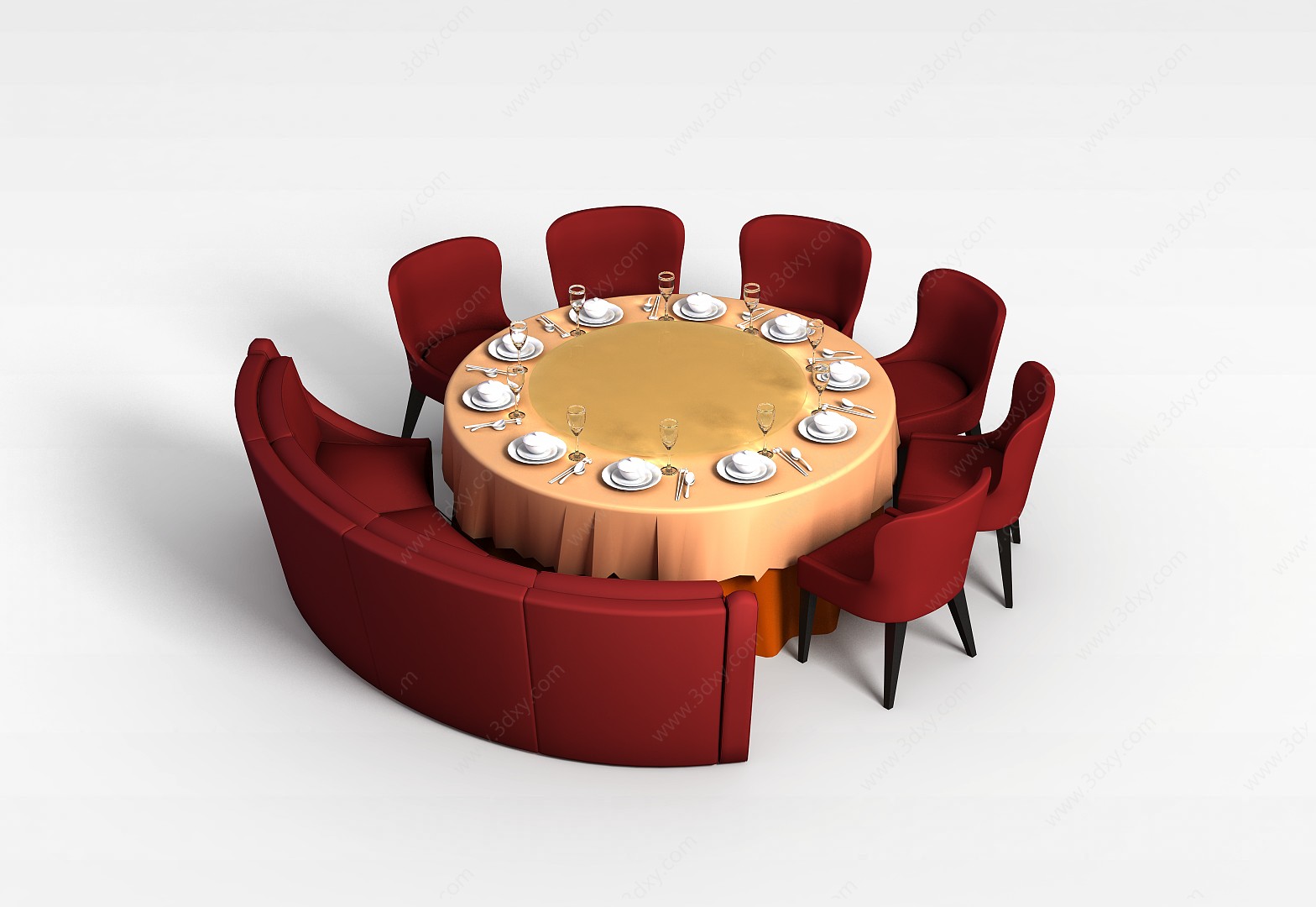 高档餐桌椅3D模型