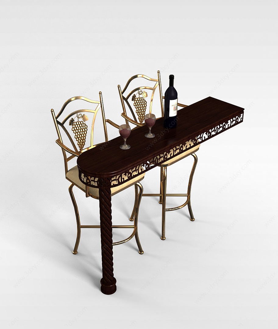 吧台桌椅组合3D模型