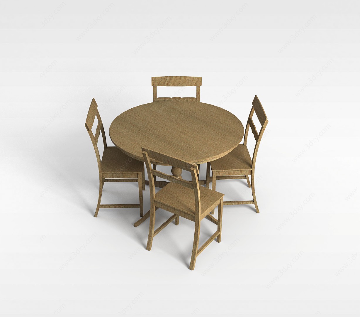 圆形桌椅组合3D模型