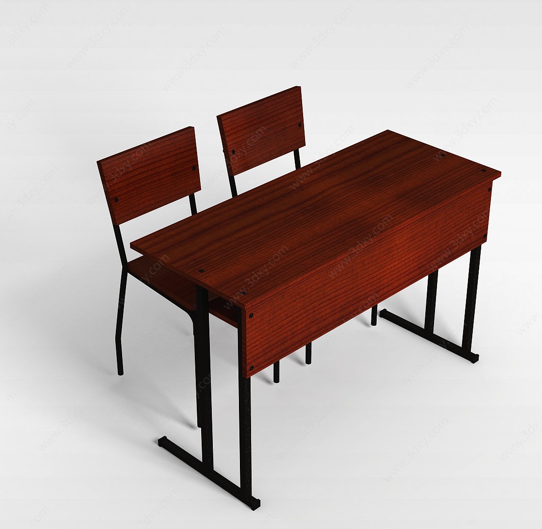 教室桌椅组合3D模型