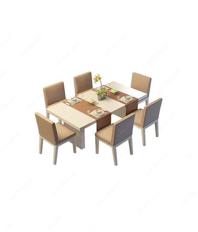餐厅桌椅组合3D模型