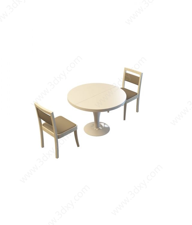 双人桌椅组合3D模型