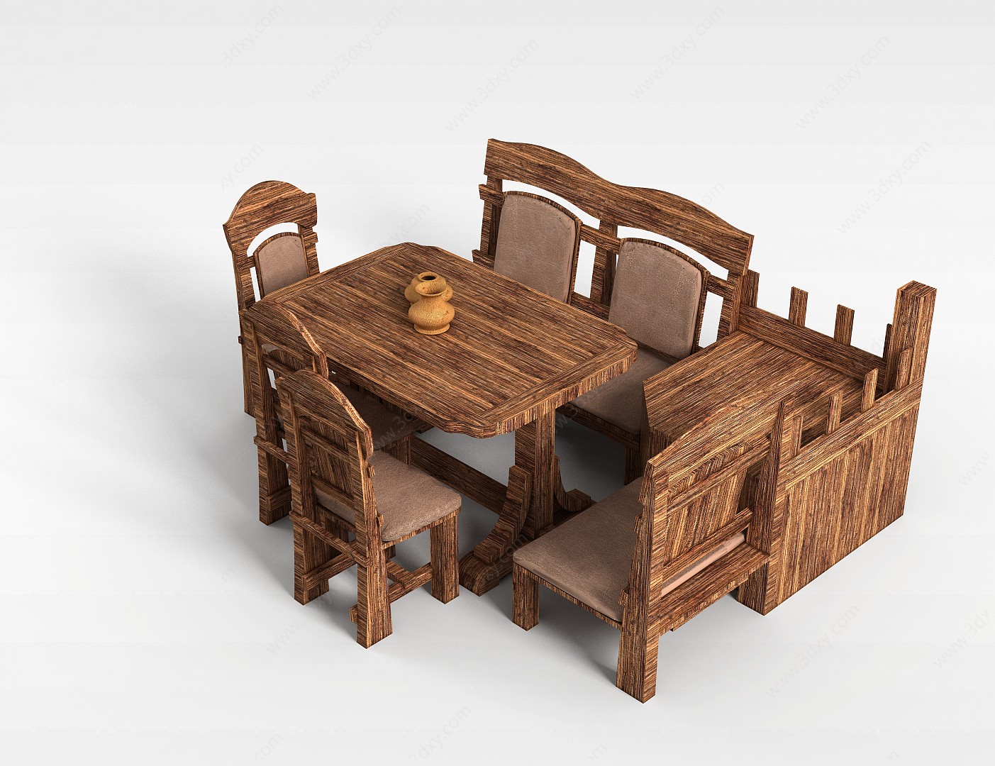 中式庭院桌椅3D模型