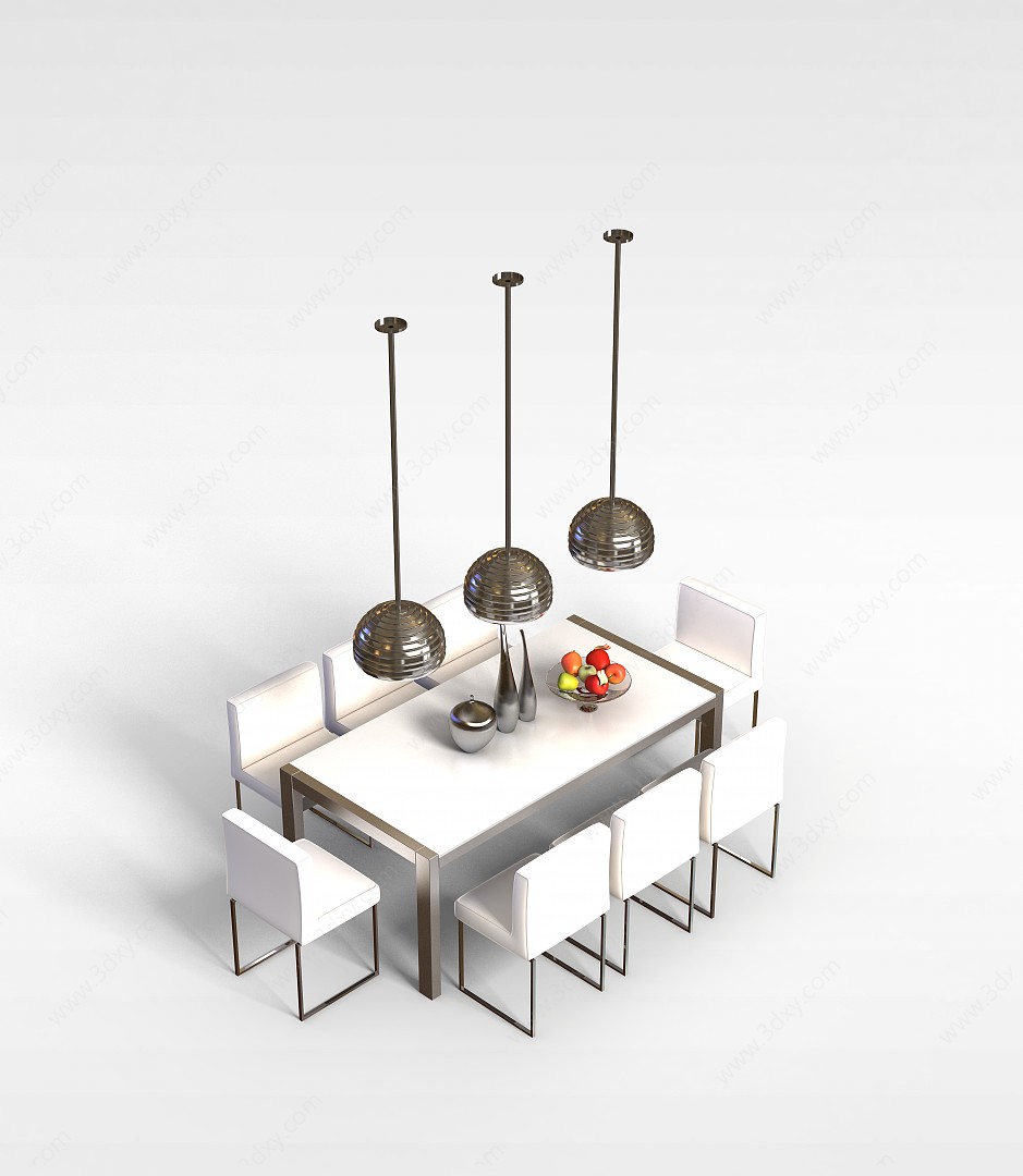 钢化玻璃餐桌椅3D模型