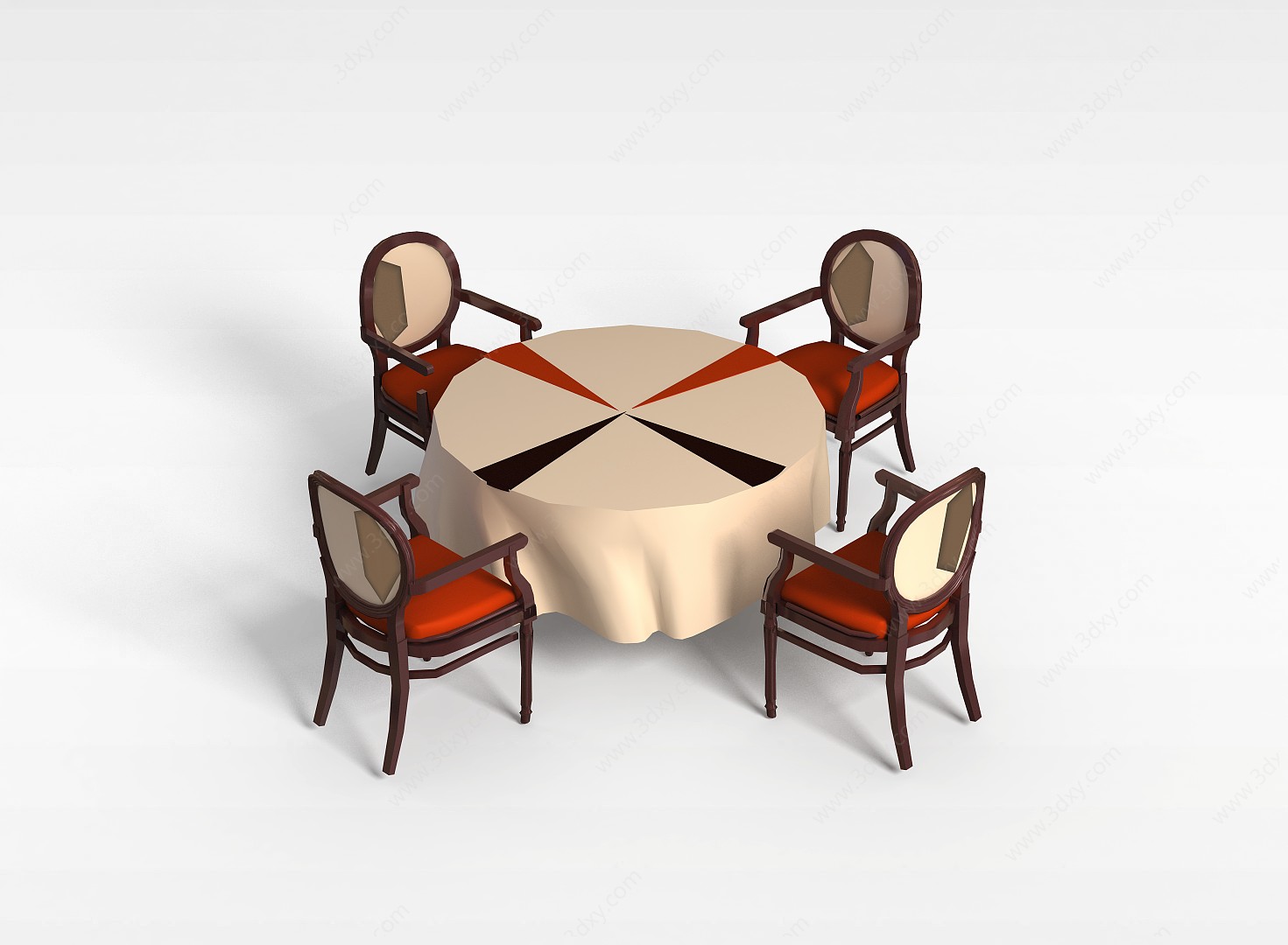 欧式酒店餐桌椅3D模型