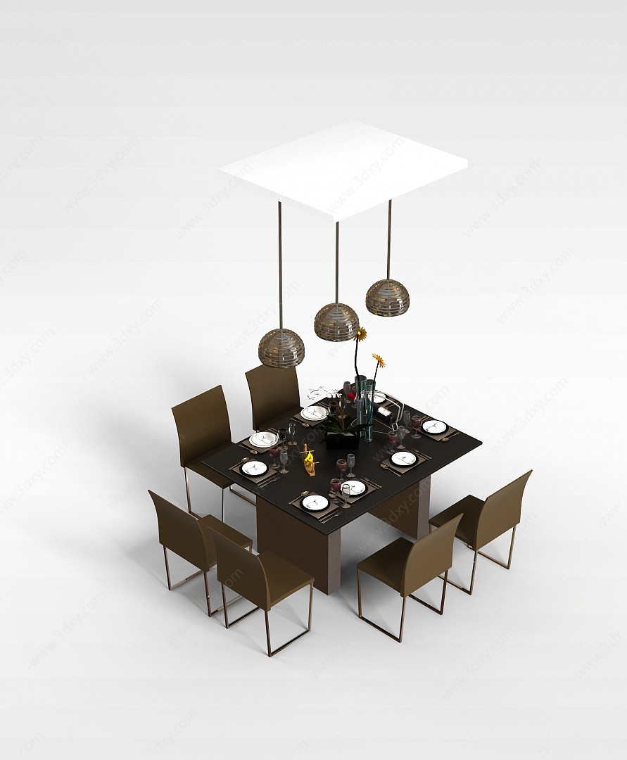 家庭餐桌椅3D模型