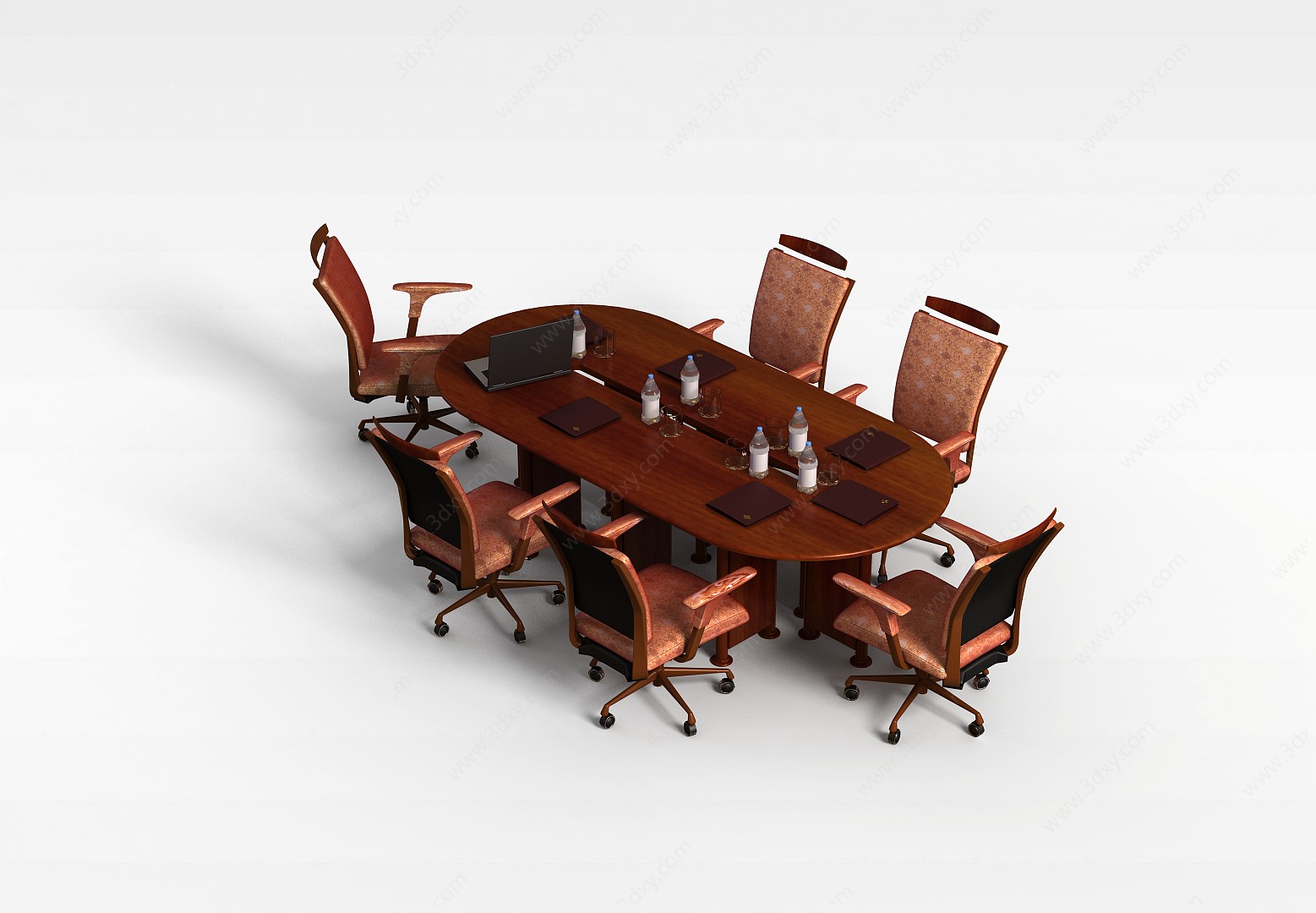 小型会议桌椅组合3D模型