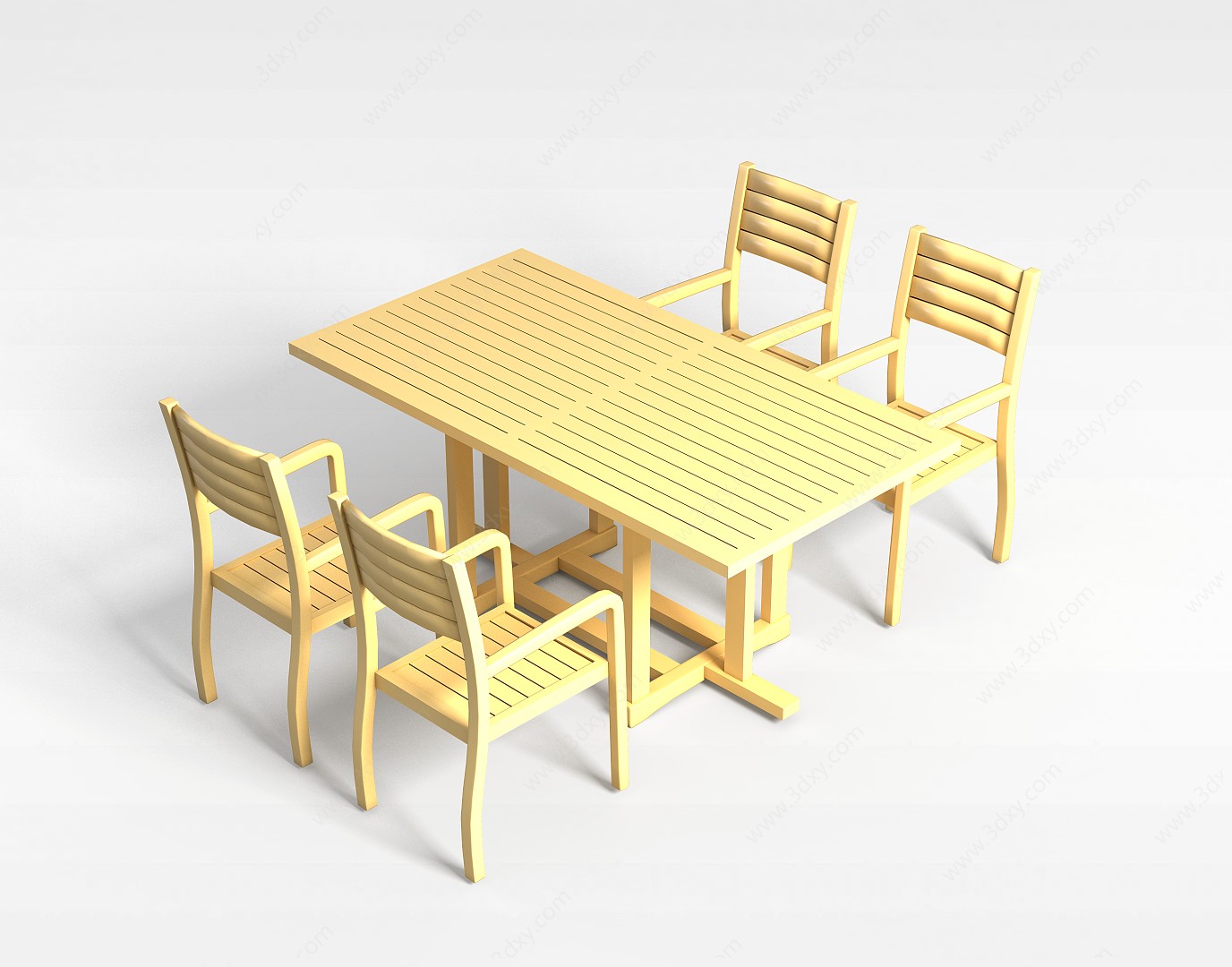 白色简约餐桌3D模型