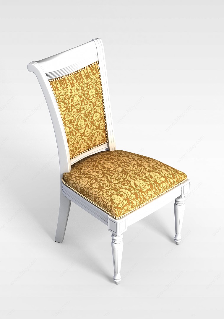 欧式象牙白餐椅3D模型