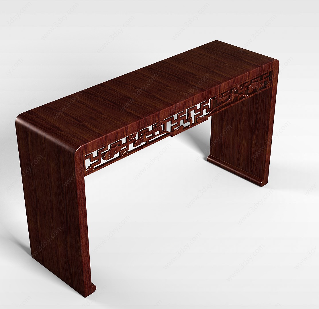 中式实木书桌3D模型