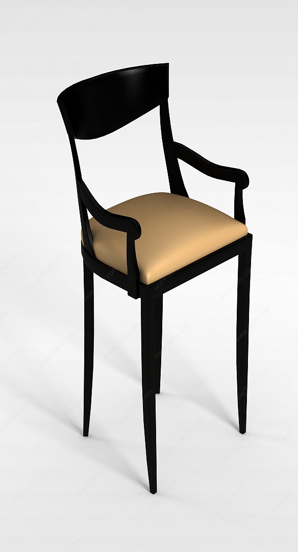古典扶手吧椅3D模型