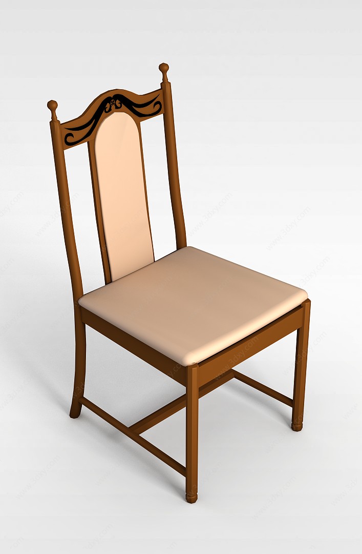 简约中式实木椅3D模型
