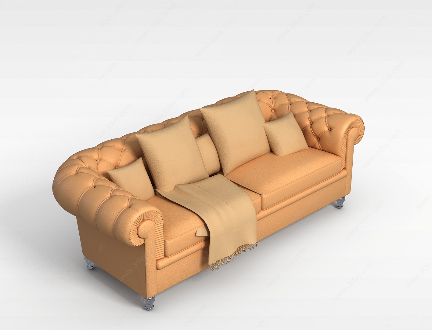 欧式拉扣双人沙发3D模型