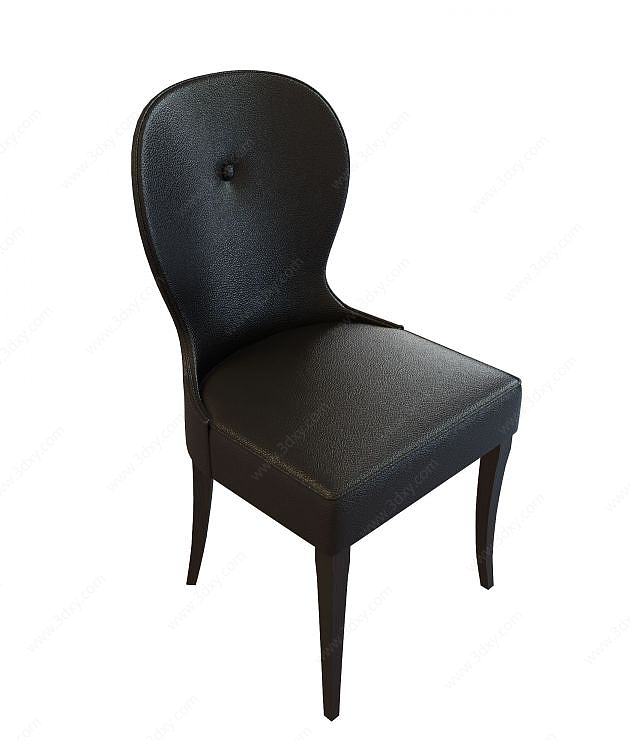 黑色皮艺餐椅3D模型