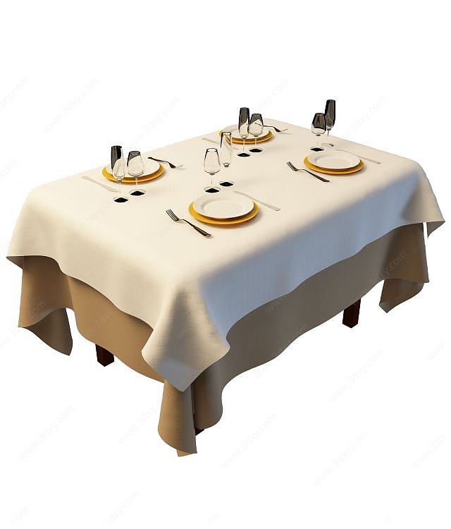 布艺餐桌3D模型