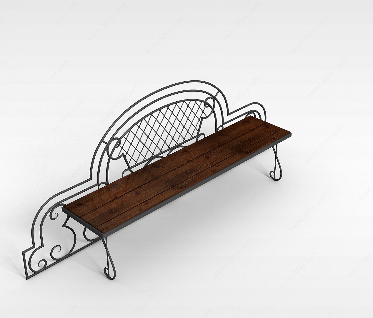 公园铁艺长椅3D模型