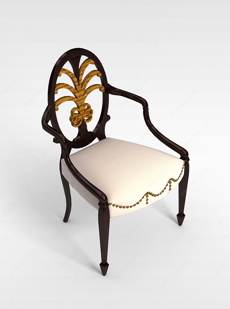 中式雕花实木椅3D模型