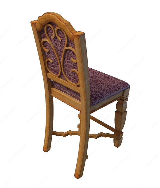 中式实木布艺椅3D模型