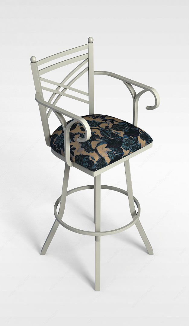欧式布艺吧椅3D模型