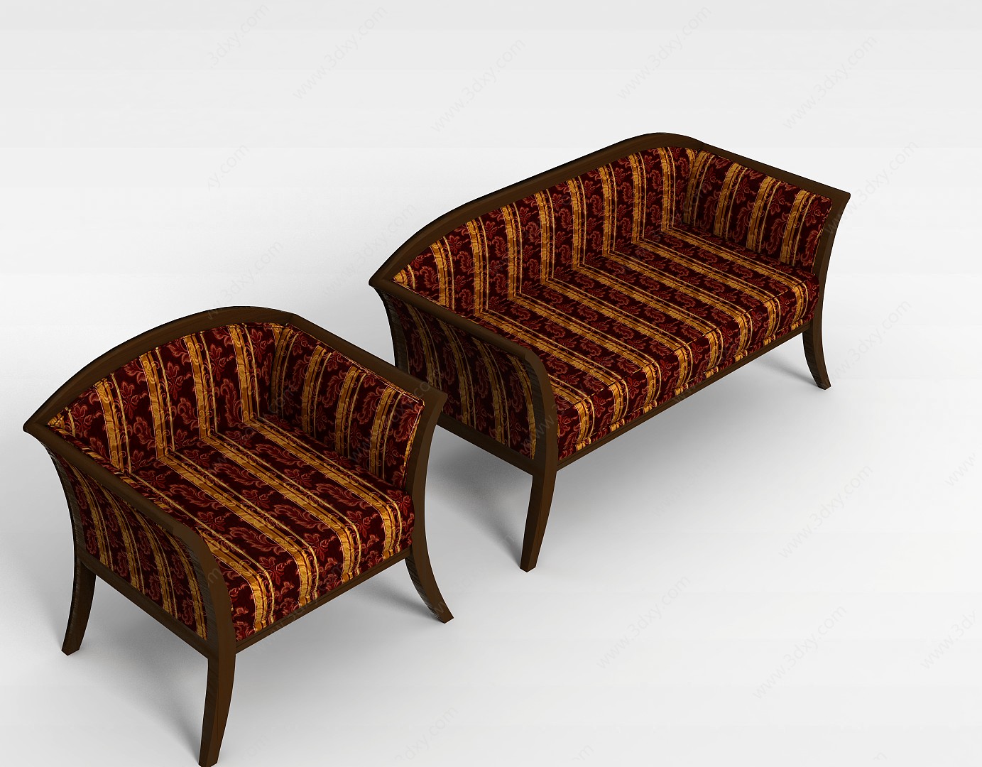 中式布艺沙发椅3D模型