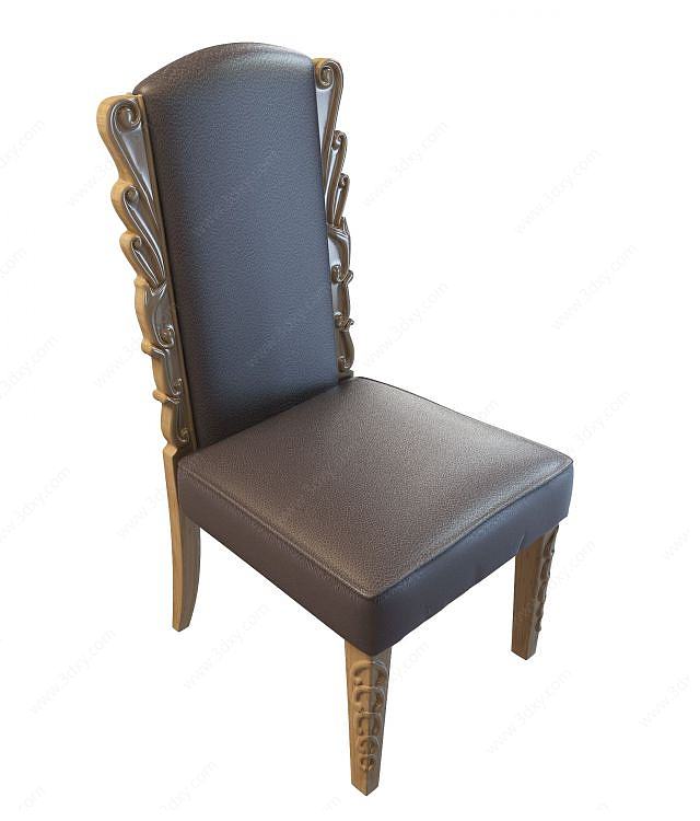 欧式镶边皮艺椅3D模型