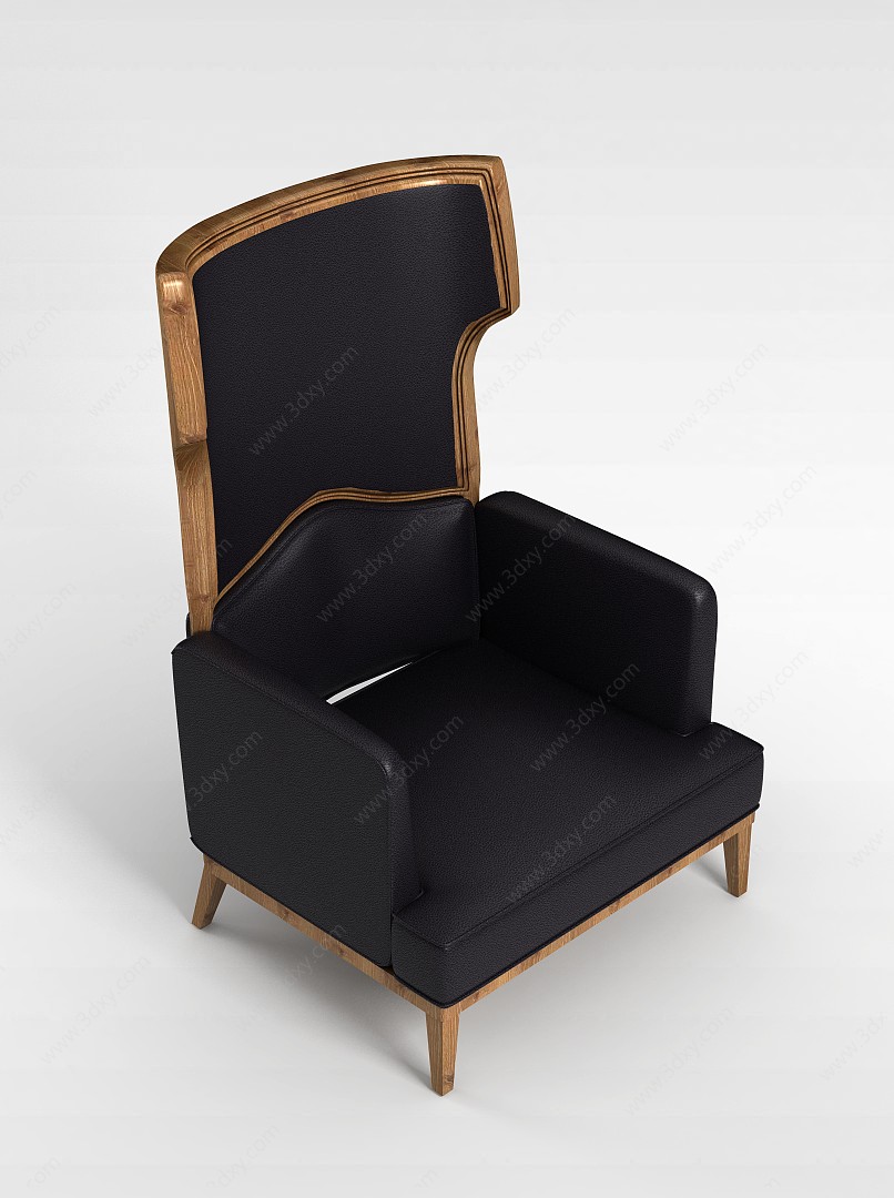 黑色皮质沙发椅3D模型