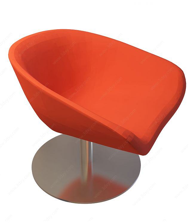 橘红色休闲椅3D模型